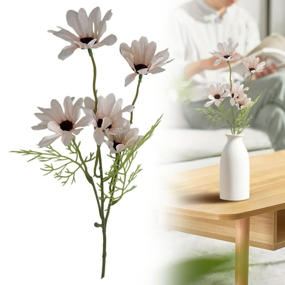 1x Artificial Daisy for Home Decoration,Outdoors Silk Faux Wild Colorful Flowers Daisies with Stems,Artificial Daisy Flowers UV Resistant for Indoor Outside Home Garden Grave Cemetery Decor,Q,21"