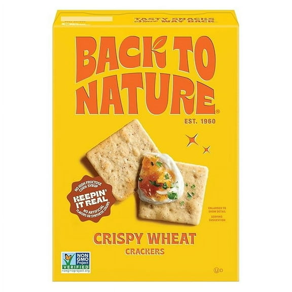 1x Back to Nature - Crispy Wheat Crackers - Real Ingredients like Wheat Flour & Sea Salt - Non-GMO - 6.5 Ounce