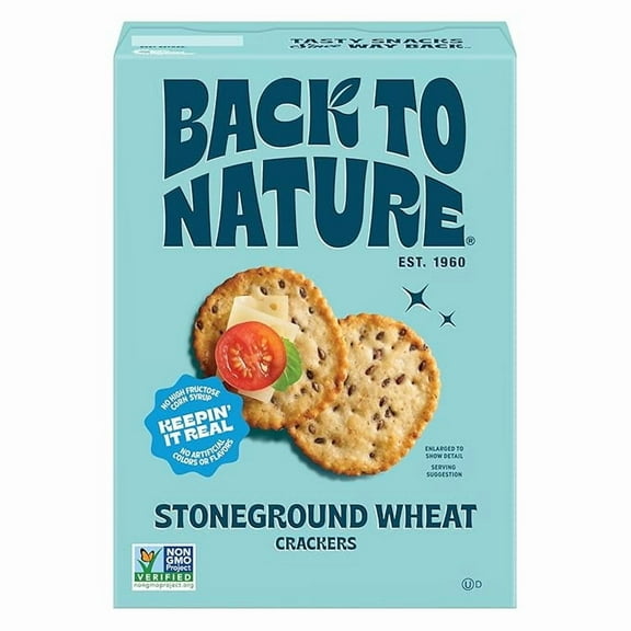 1x Back to Nature - Stoneground Wheat Crackers - Made with Wholesome Ingredients like Whole Grains and Flax Seed - Non-GMO - 5 Ounce