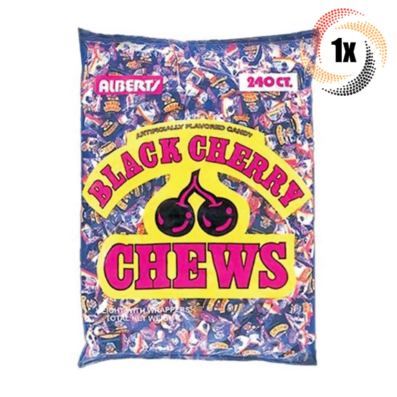 1x Bag Alberts Fruit Black Cherry Chews Assorted Flavors | 240 Candies Per Bag