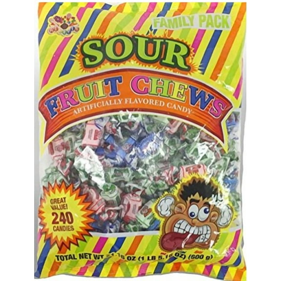 1x Bag Alberts Sour Fruit Chews Assorted Flavors - 240 Candies Per Bag