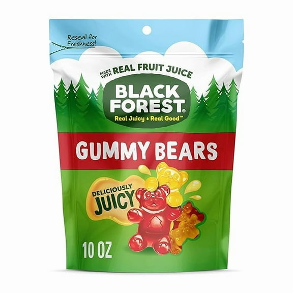 1x Black Forest Gummy, Bears, Fruit Flavor, Deliciously Juicy, Made with Real Fruit Juice, 10 oz