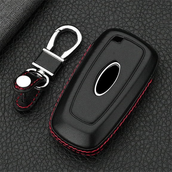 1x Black Leather Car Key Fob Cover Case Bag For Ford Fusion Edge Explorer F-150