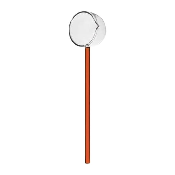 1x Borosilicate Glass Stirring Spoon, Long Handle Mixing Utensil for Soup & Coffee, One Size, Red