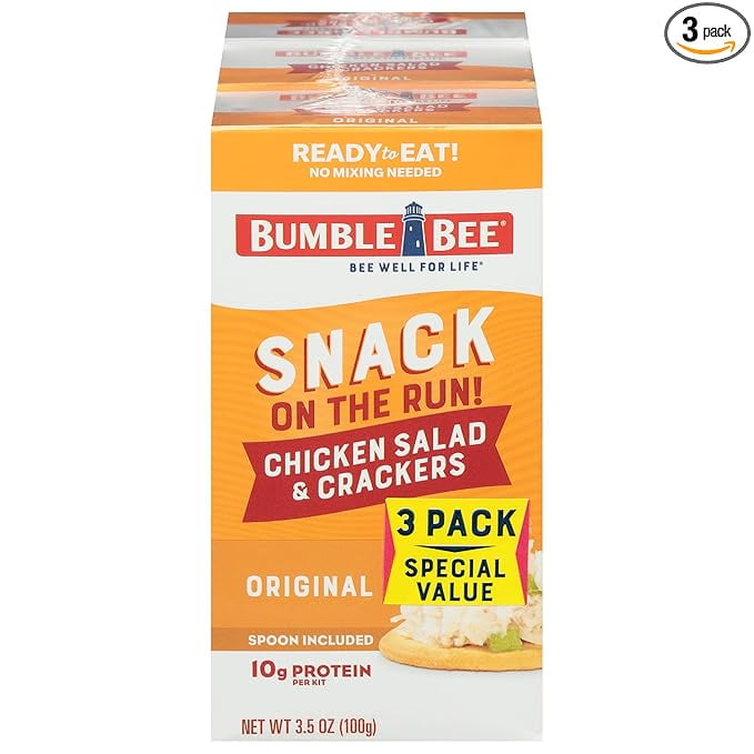 1x Bumble Bee Snack on the Run Chicken Salad with Crackers Kit, Ready to Eat, Spoon Included - Shelf Stable & Convenient Protein Snack, 3.5 Ounce (Pack of 3)