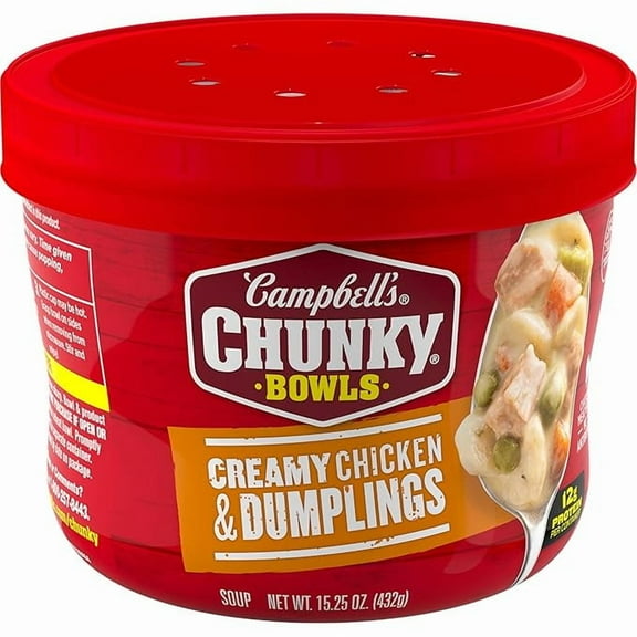 1x Campbells Chunky Creamy Chicken and Dumplings Soup, 15.25 oz Bowl
