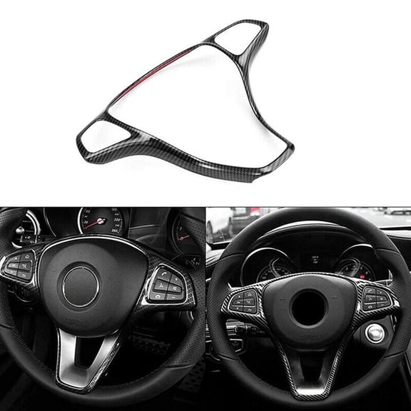 1x Car Steering Wheel Carbon Fiber Panel Cover For Mercedes For Benz For E C For GLC GLA Class For W213 W205 X253