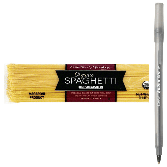 1x Central Market Organic Bronze Cut Spaghetti with pen