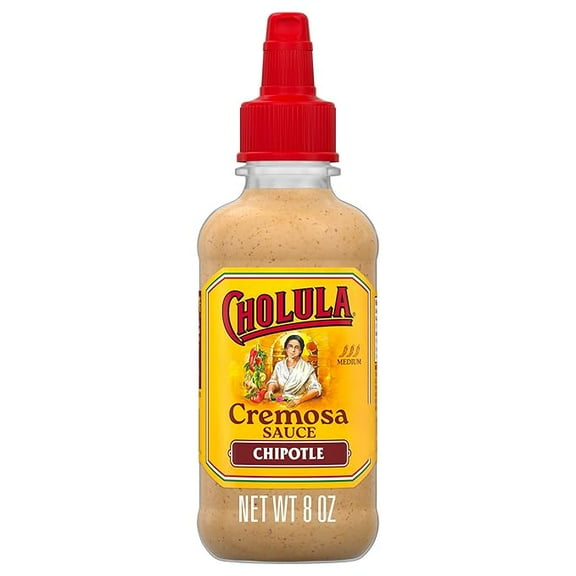 1x Cholula Cremosa Sauce, Chipotle, Medium Heat, Creamy, Smoky, Squeezable Topping For Elotes, Tacos, Soup, Tostadas, Nachos and More, 8 fl oz