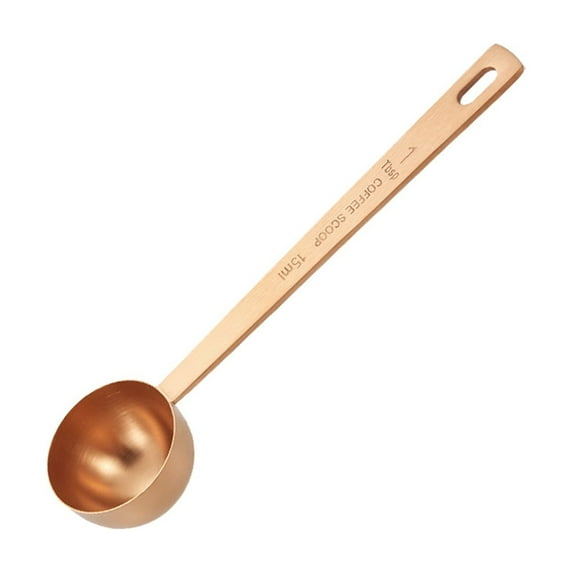 1x Premium Coffee Scoop Set - Stainless Steel Metal Measuring Spoons for Dry or Liquid,Fits in Spice Jar,Coffee Spoon Long Handle with Teaspoon Tea Milk Measuring for Baking & Cooking,Rose Gold
