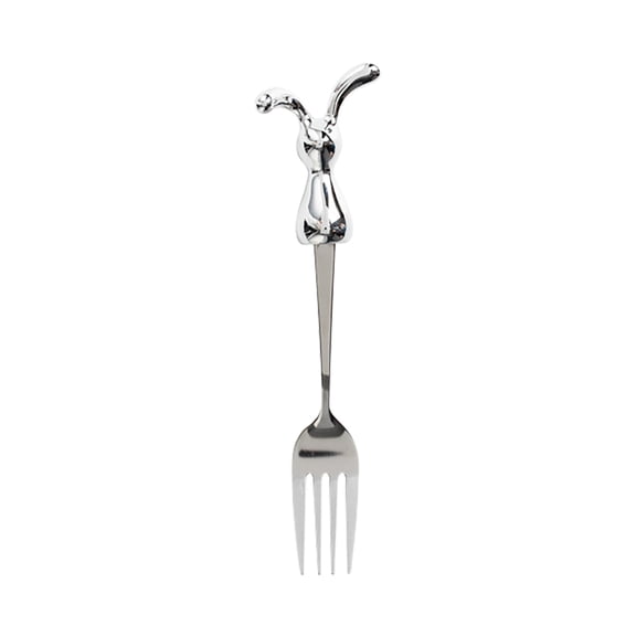 1x Cute Animal Dessert Utensil, Stainless Steel Fruit Fork with Ergonomic Handle, for Cake & Snack Serving, One Size, Multicolor