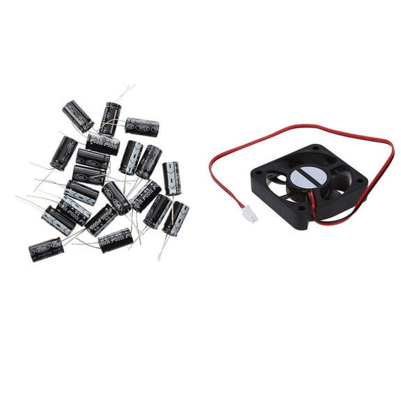 1x DC 12V 2 Pins Connector Brushless Cooling Fan & 20 Pcs 1000UF 50V 13X25mm Aluminum Electrolytic Capacitors