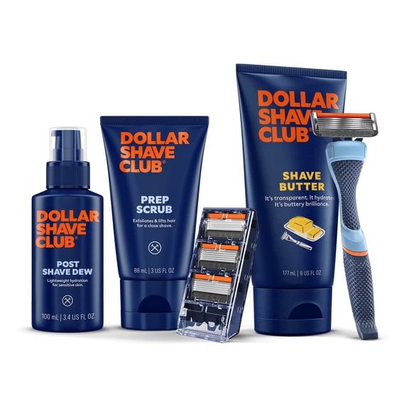 Dollar Shave Club Complete Routine Smooth Shave Set with Post Shave Dew and 4 Razors