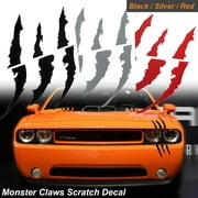 1x Die-Cut Monster Claws Scratch Headlight Decal Vinyl Sticker Halloween Décor Universal Fit[black]
