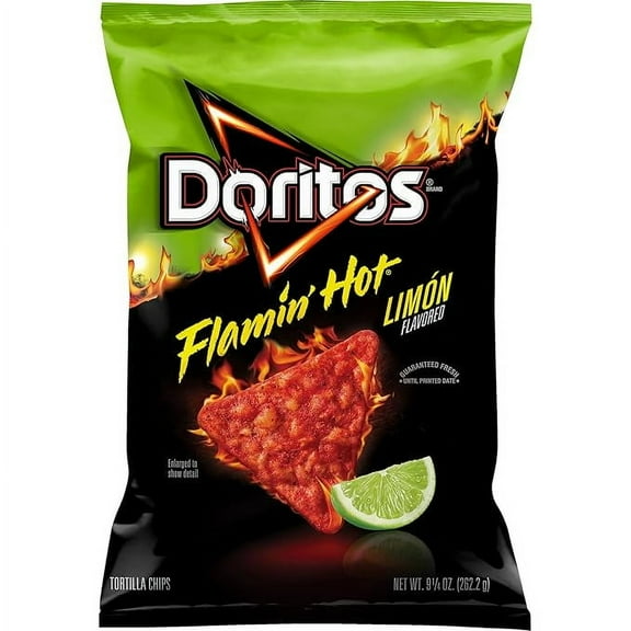 1x Doritos Tortilla Chips Flamin' Hot Limon Cheddar Cheese, 9.25 Oz