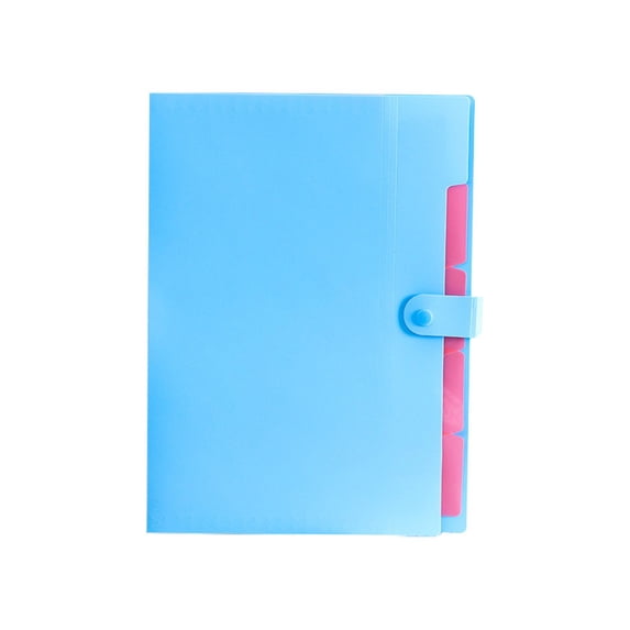 1x Expanding File Folder - 5-Pocket Accordion Organizer for A4 Documents 33x24x2cm, (Blue)