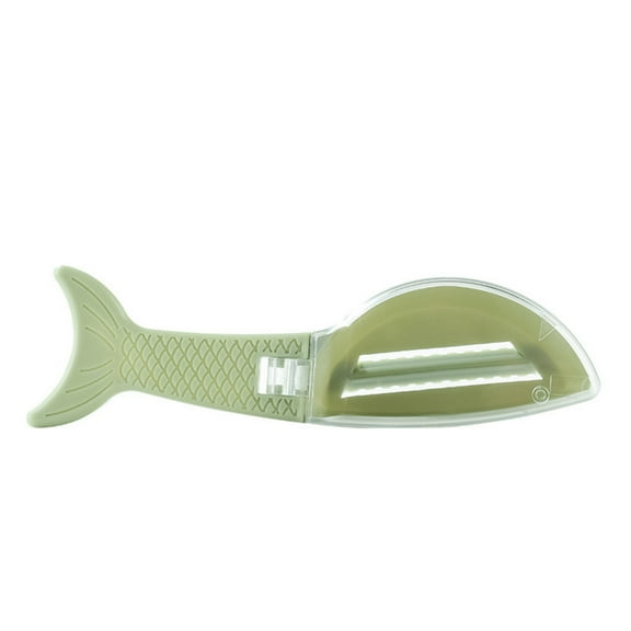 1x Fish Scaler Tool, No-Mess Descaler with Cover, Plastic Fish Skin Scraper for Kitchen, One Size, Green