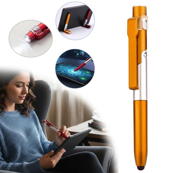 1x Foldable LED Pen Multifunctional Ballpoint Pen with LED Light Phone Tablet Holder Anti Scratch Plastic for Writing Dark Spaces One Size Clearance Sale! Orange