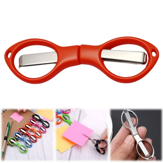 1x Foldable Scissors,Multipurpose Glasses-Shaped Mini Travel Scissors,Folding Mini Scissor Anti Rust Portable Telescopic Cutter,Fishing Thread Yarn Scissor Trimming Nipper for DIY Crafting Projects