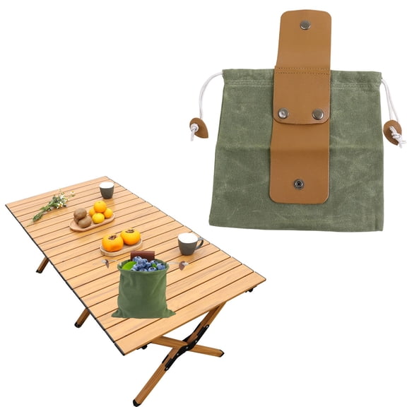 1x Foraging Bag,Leather Foraging Basket,Dump Pouch,Leather Belt Pouch,Outdoor Picking Fruit Bag,Leather Canvas Collapsible Bag,Waxed Canvas Bag For Camping Hiking Hunting Grocery Storage,B,8.66x8.66"