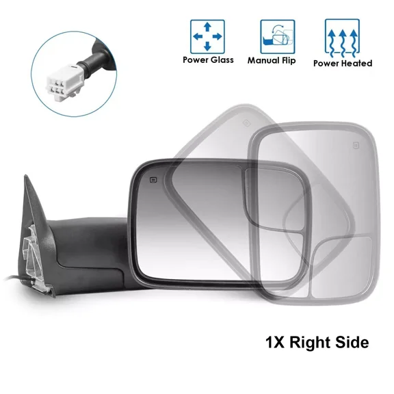 MOSTPLUS Right Passenger Side Power Heated Tow Mirror for 1998-2001 Dodge Ram 1500 2500 3500