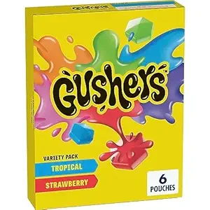 1x Gushers Fruit Flavored Snacks, Tropical, Gluten Free, 0.8 oz, 6 ct