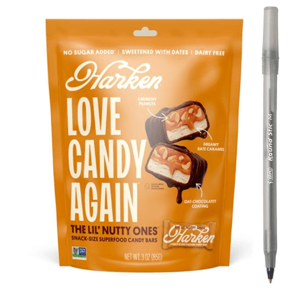 1x Harken Sweets Nutty Lil' Ones Snack-Size Superfood Candy Bars with pan