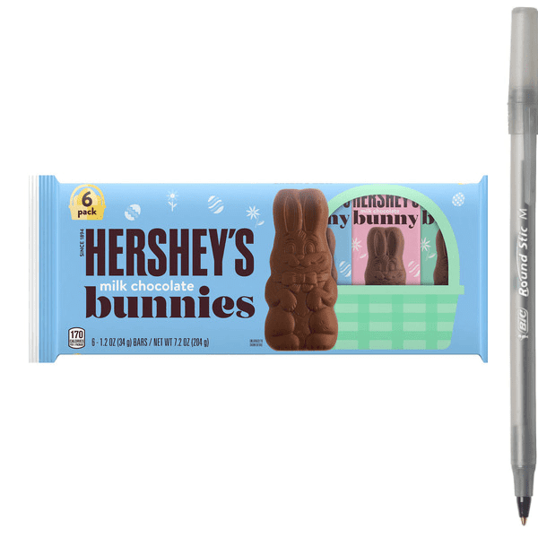 1x Hershey's Milk Chocolate Bunnies, Easter Candy Packs, 1.2 oz (6 ...