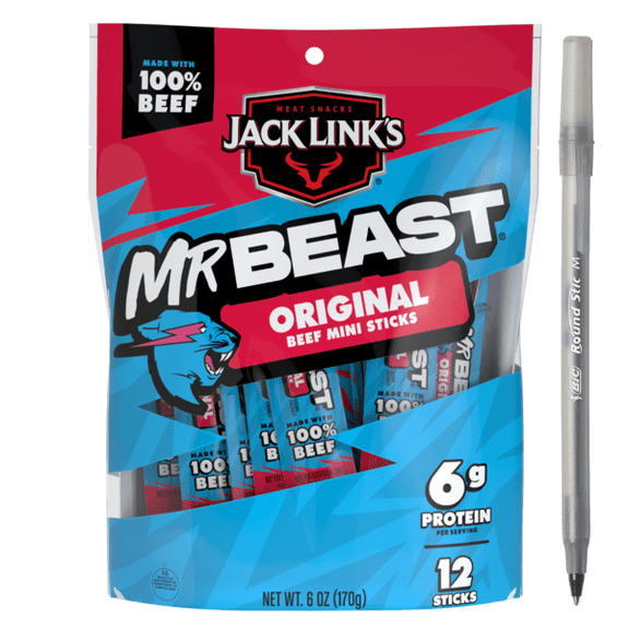 1x Jack Link's MrBeast Original Mini Beef Sticks with pan