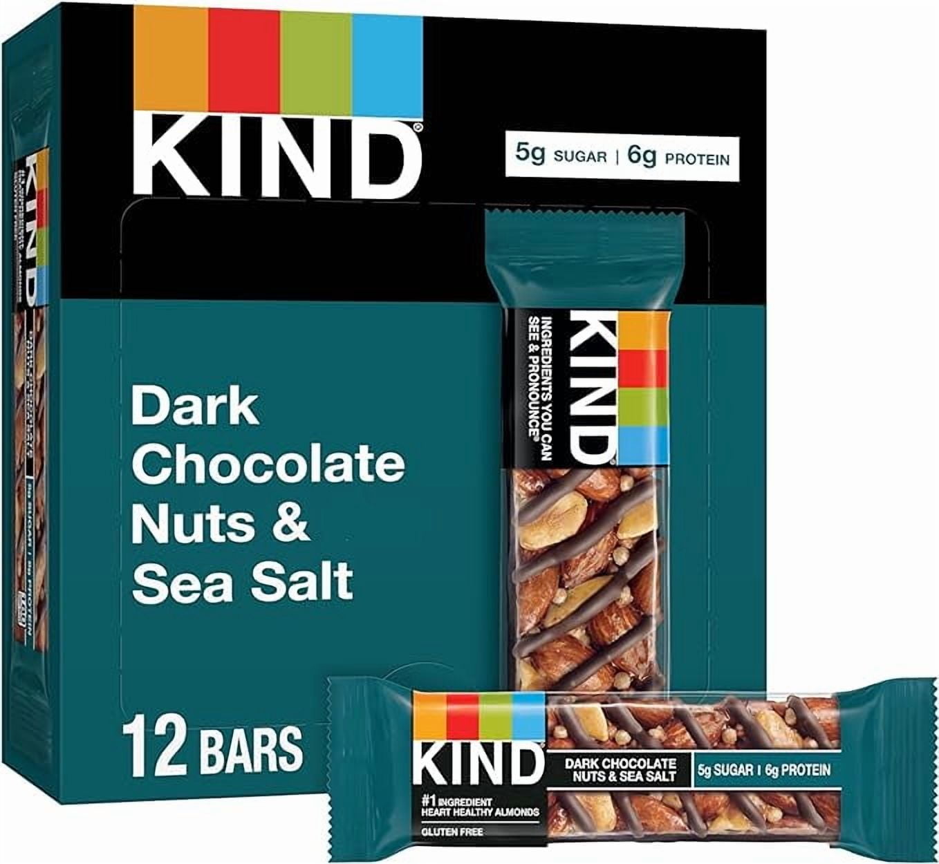1x KIND Nut Bars, Dark Chocolate Nuts and Sea Salt, Healthy Snacks, Gluten Free, Low Sugar, 6g Protein, 12 Count