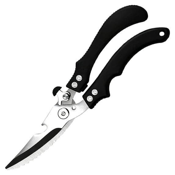 1x Kitchen Poultry Shears - Stainless Bone Cutting Scissors for Meat Chicken 24x6cm, (Black)