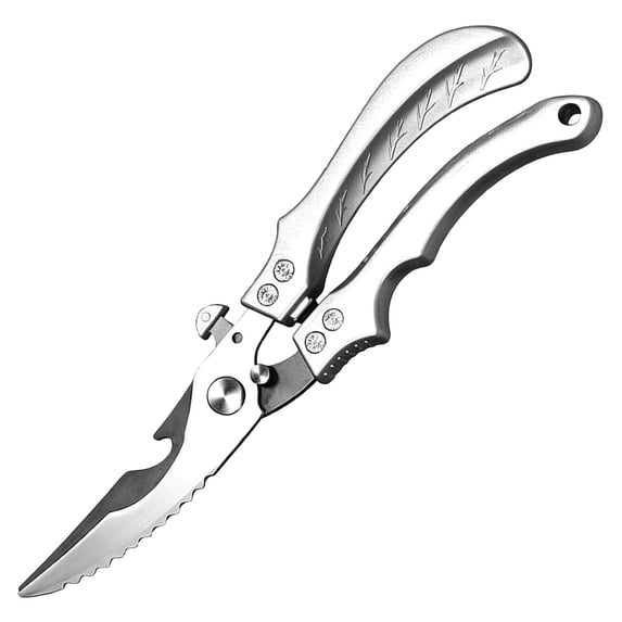 1x Kitchen Poultry Shears - Stainless Bone Cutting Scissors for Meat Chicken 24x6cm, (Silver)