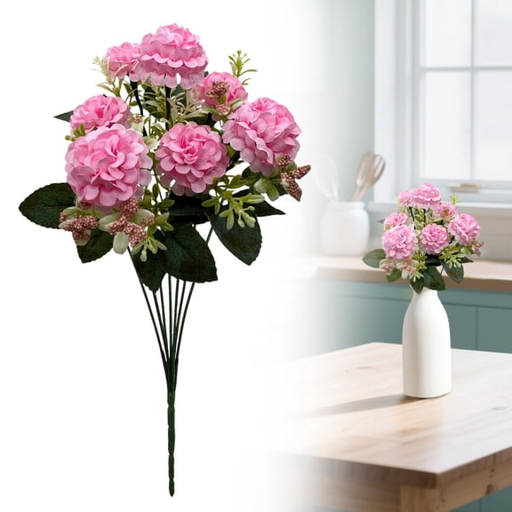 1x Lifelike Silk Fake Hydrangea with Stems,Real Looking Silk Fake Hydrangea with 7 Heads,Artificial Hydrangeas Silk Flowers,Fake Flower Bunch Bouquet for Home Wedding Party Decor DIY,Pink,15"
