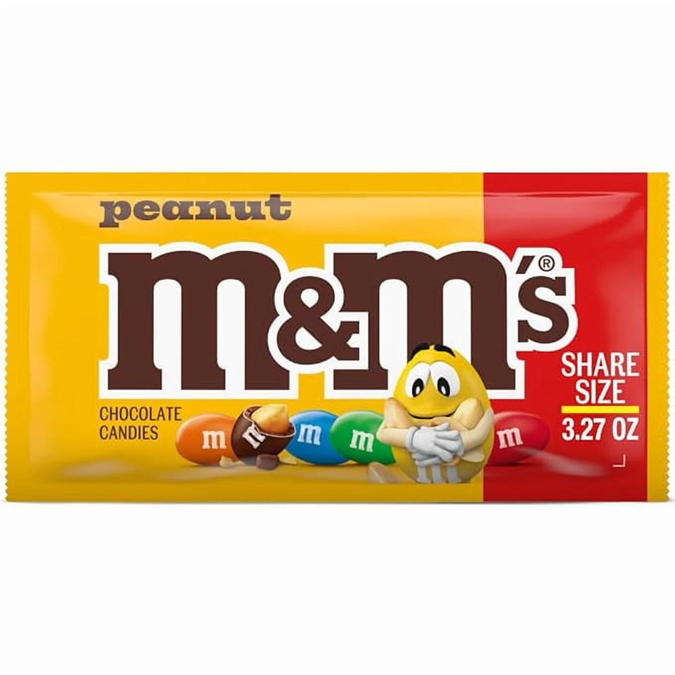 1x M&M'S Peanut Milk Chocolate Candy, Share Size, 3.27 oz Bag