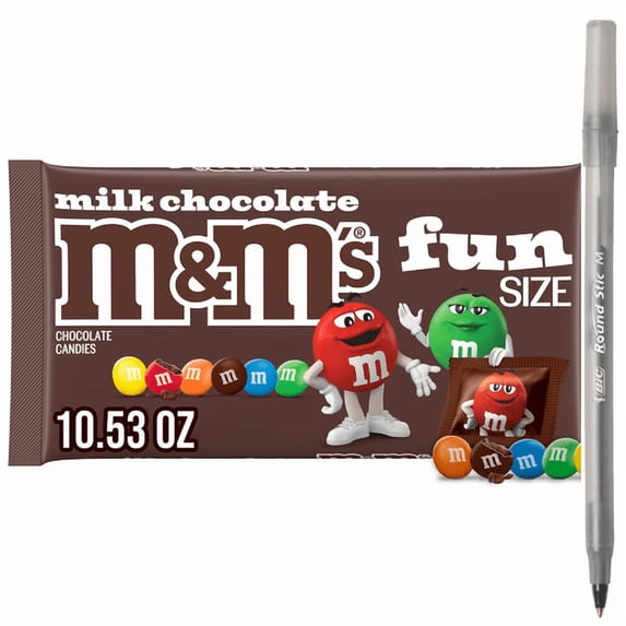 1x M&M's Fun Size Milk Chocolate Halloween Candy Bulk with pan