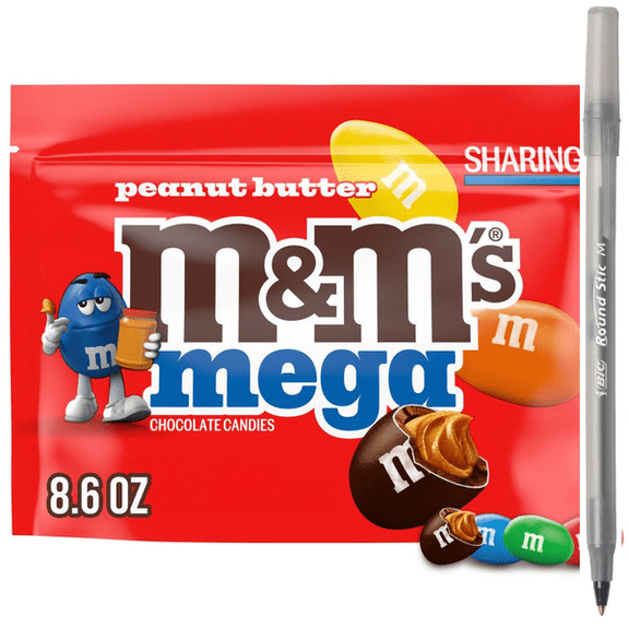 1x M&M's Mega Peanut Butter Chocolate Easter Candy Share Size Resealable with pan
