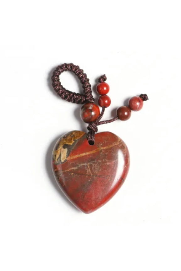 1x Natural Healing Crystal Heart Braided Knot Art Stone Pendant Keychain Jewelry