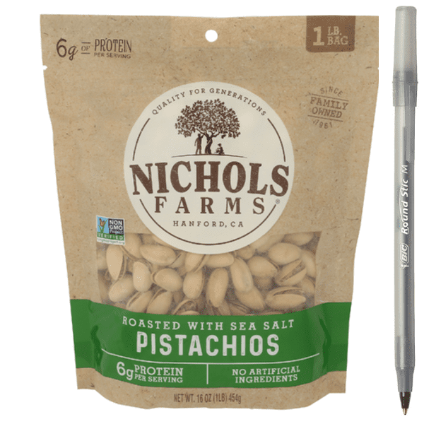 1x Nichols Farms Roasted With Sea Salt Pistachios In Shell with pan