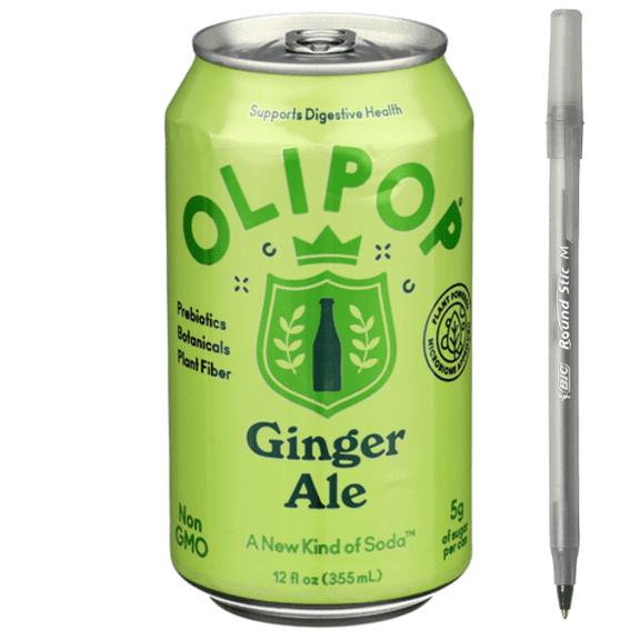 1x OLIPOP Ginger Ale Prebiotic Sparkling Tonic with pan
