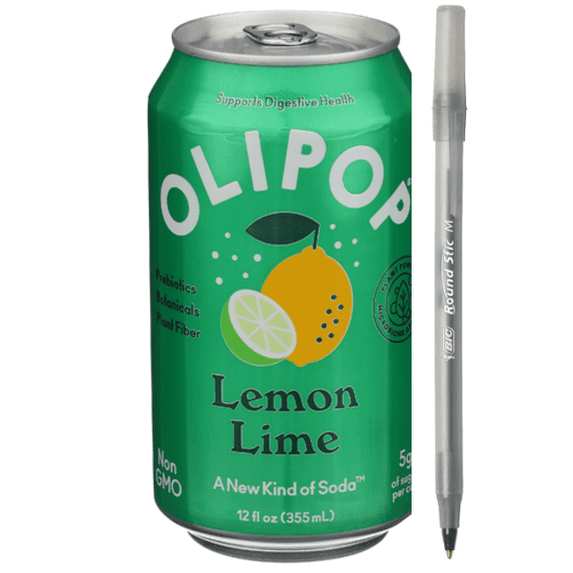 1x OLIPOP Lemon Lime Prebiotic Sparkling Tonic with pen