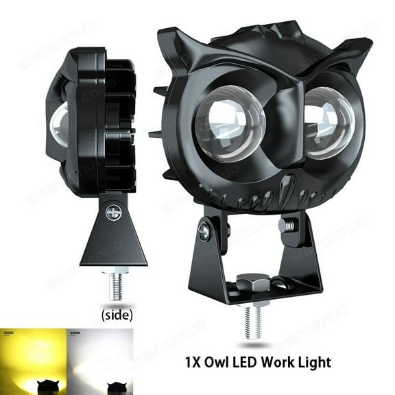1x Owl LED Work Light Pods Spot Fog Driving Yellow White Dual Color for Offroad UTV SUV Motorcycle