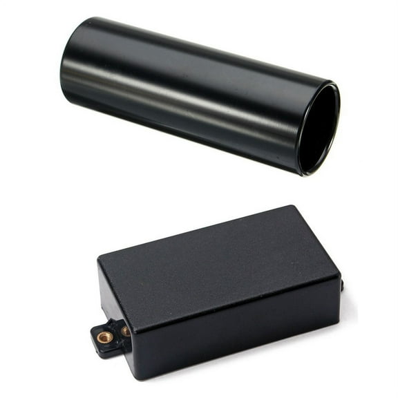 1x Plastic Sealed Humbucker Pickup Cover Fit SQ Pickup (Black) & 1Pc Guitar Slide Black Stainless Steel Finger Knuck