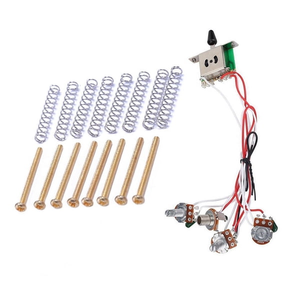 1x Pots for Strat Guitar PreWired 1 Volume 2 Tone Control & 8 Pcs M2.5X32MM Guitar Humbucker Pickups Screw and Spring