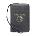 thumbnail image 1 of 1x RFID Passport Wallet Slim Leather Travel Organizer for Men Women 17x12cm, Clearance Gray Clearance Sale!, 1 of 9