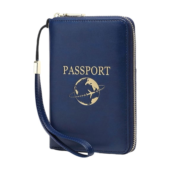 1x RFID Passport Wallet Slim Leather Travel Organizer for Men Women 17x12cm, Clearance Royal Blue Clearance Sale!