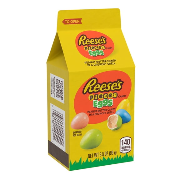 1x Reese's PIECES Peanut Butter in a Crunchy Shell Eggs, Easter Candy Carton, 3.5 oz with pen