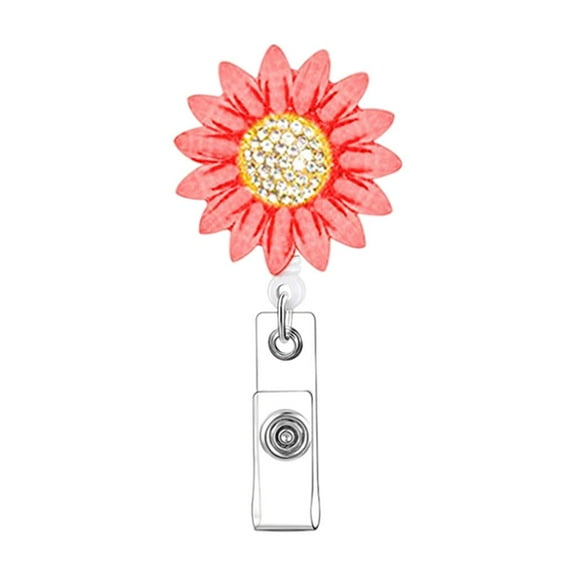 1x Retractable Pull Chain Reel ID Keychain Holder Clip Red