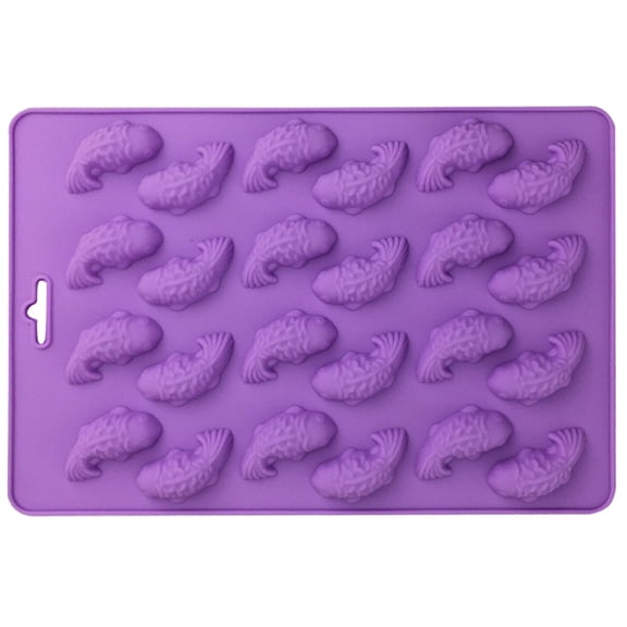1x Silicone Fish Cake Mold 24-Cavity Non-Stick for Jelly Fondant Candy 22.3x14.9cm (Multicolor)