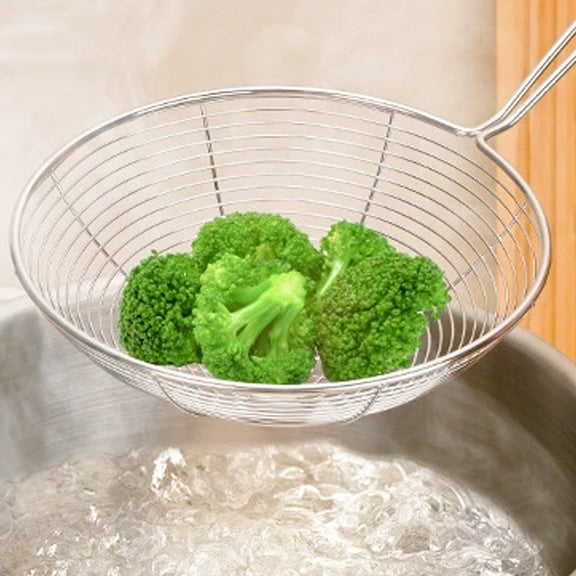 1x Spider Strainer Skimmer,Stainless Steel Wire Pasta Strainer with Long Handle,Tomato Food Slotted Pasta Spoon,Stainless Steel Slotted Spoon for Kitchen,Pasta,Spaghetti,Noodle,Cooking and Frying