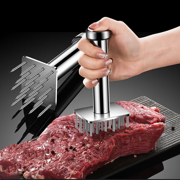 1x Stainless Steel Meat Tenderizer Tool with Ergonomic Grip Handle,Kitchen Tool for Effortless Meat Preparation,Profession Kitchen Gadgets for Tenderizing and Cooking BBQ,Marinade,Steak,Beef,Square